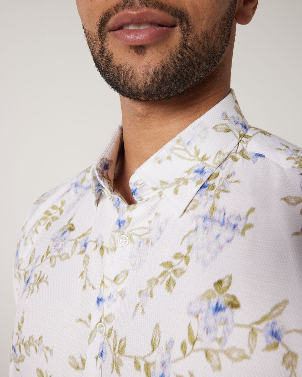 Slim Floral Print Long Sleeve Dress Shirt
